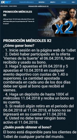 Llévate 100€ por apostar los miércoles con 1xBet