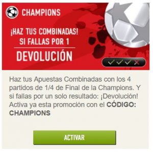 Promociones de apuestas Sportium para la Champions