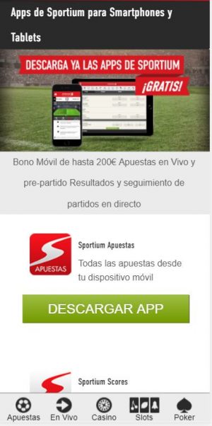 app de apuestas Sportium