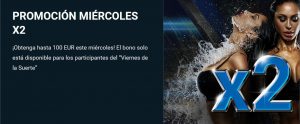 Apuestas en 1xBet promoción miércoles X2