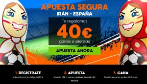 Apuesta segura para Irán - España del Mundial, con 888sport