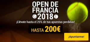 Hasta 200€ con tus apuestas para Roland Garros, en Bwin