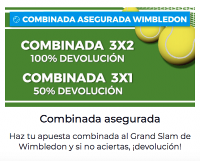 Promociones Wimbledon, tus apuestas de tenis en Pastón