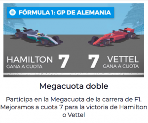 Megacuotas Pastón F1, apuestas GP de Alemania