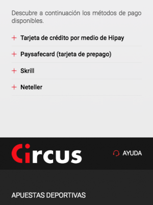 Depósitos PayPal apuestas - Los pagos en Circus