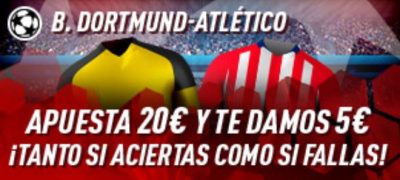 5€ gratis con tus apuestas Borussia - Atlético de Madrid de Champions