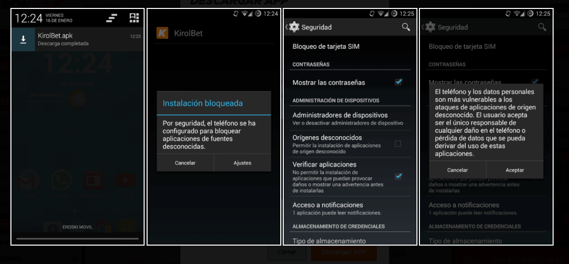 Instrucciones para instalar kirolbet app en Android