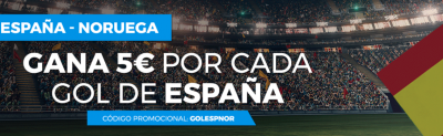 Promociones de apuestas Espana Noruega en Paston: 5 euros por gol 