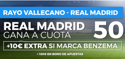 Promoción en las cuotas del Rayo - Real Madrid en Pastón