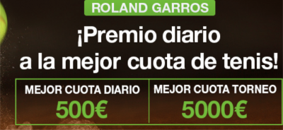 Codere premia diariamente la cuota más alta en Roland Garros con 500 euros