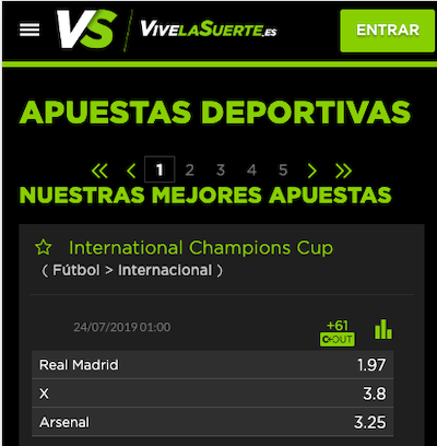 Apuestas deportivas desde la version app mobile de VivelaSuerte