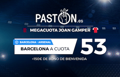 Megacuota en las cuotas de apuestas al Barcelona Arsenal en Paston