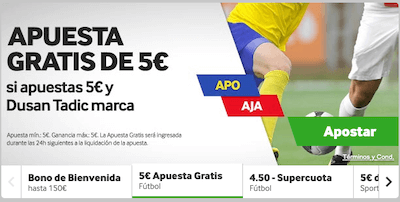 Promocion de Betway con las apuestas al Apoel vs Ajax