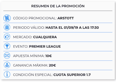 Condiciones promo devolucion de apuestas en Arsenal Tottenham - Paston