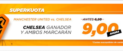 Superkuota Kirolbet en cuotas al Manchester United vs Chelsea