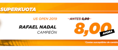 Cuotas mejoradas en Kirolbet - Nadal gana US Open, a 8.00