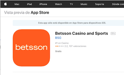 Descargar Betsson desde la app store - iPhone y iPad