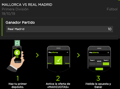 Maxicuota de VivelaSuerte - Apuestas Mallorca vs Real Madrid