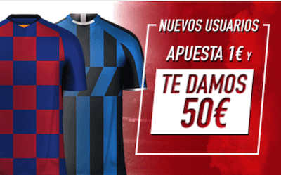50 euros gratis con tus apuestas al Barcelona - Inter en Sportium