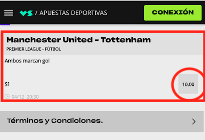 Apuestas Manchester United vs Tottenham: Maxicuota Versus