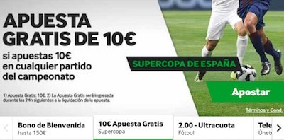 Promo 10 euros apuesta gratis en Betway con apuestas a final Supercopa de España