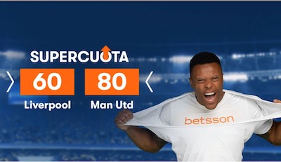 Supercuota Betsson: Cuotas extendidas en el Liverpool vs Manchester United.