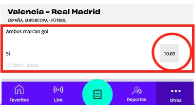 Cuotas extendidas ambos marcan en el Valencia vs Real Madrid de Supercuota de España 2019 en Versus Apuestas