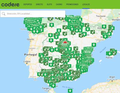 Mapa y localizaciones de los locales de Codere en España