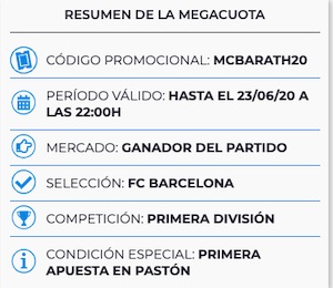 Condiciones Megacuota Pastón | Barcelona vs Athletic