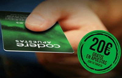 20 euros gratis con tu tarjeta Codere Apuestas