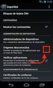 activar origenes desconocidos en móviles Android- permitir apps apuestas