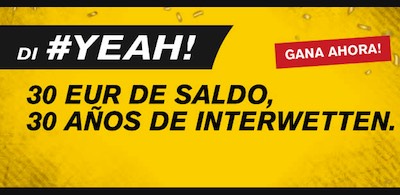 Promoción de los 30 años de Interwetten: Hasta 30 euros gratis