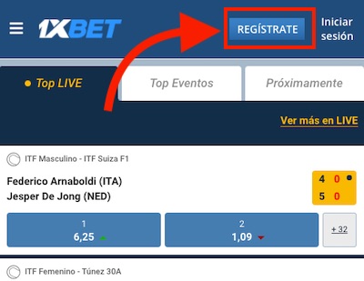 Registro en 1xBet - Descarga 1xbet App para jugar desde el movil