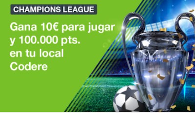 Promo Codere para pronostico de apuestas al PSG vs Manchester de Champions