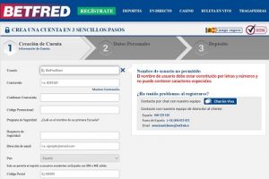 Formulario de registro para abrir cuenta nueva en Betfred España