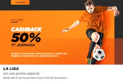 Promo cashback en Kirolbet en apuestas  jornada 11 de LaLiga