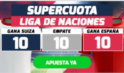 Supercuotas en tu pronostico al Suiza vs España en Betfred