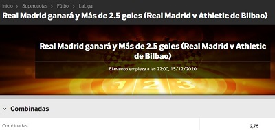 super cuotas Real Madrid - Athletic en Betway