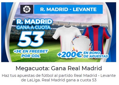 la mejor cuota real madrid - levante en Paston