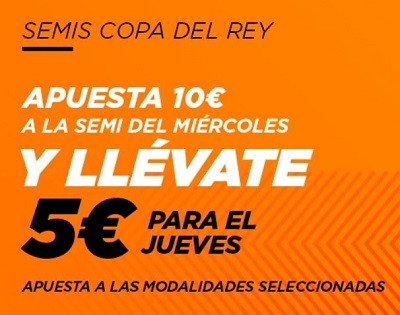 5 euros gratis con tus apuestas al Sevilla vs Barcelona de Copa del Rey