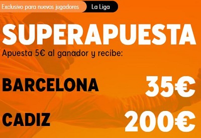 Las mejores cuotas para el Barcelona Cadiz con Superapuesta de 888sport
