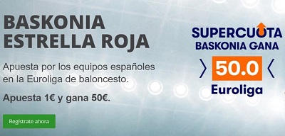 Disfruta de tus apuestas al Baskonia vs Estrella Roja con la Supercuota Betsson