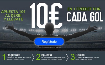 10 euros gratis por gol con tus apuestas al derbi Atletico Real Madrid en Codere