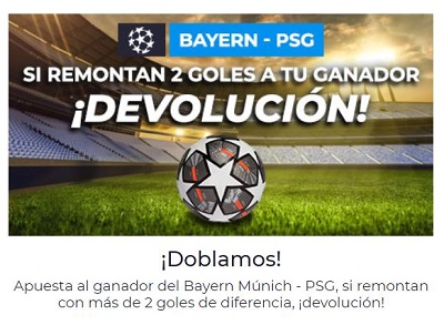 Cashback de 30 euros en tus apuestas al Bayern PSG en Paston