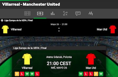 Betway, una de las casas con cuotas de apuestas a la final de Europa League entre Villarreal y Manchester United