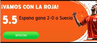 Cuotas de apuestas al pronostico 2-0 gana España a Suecia en la Eurocopa