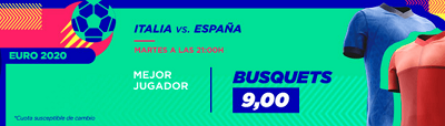 Apuestas 10 euros a Busquets MVP del Italia - España y te llevas 90