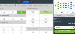 apuestas al Villarreal vs Betis en Codere 