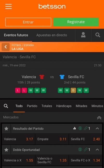Comparativa de cuotas y pronostico para el Valencia vs Sevilla de LaLiga