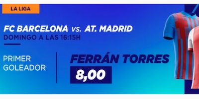 Cuotas especiales en Kirolbet apuestas al Gol de Ferran Torres en el Barcelona vs Atletico de LaLiga